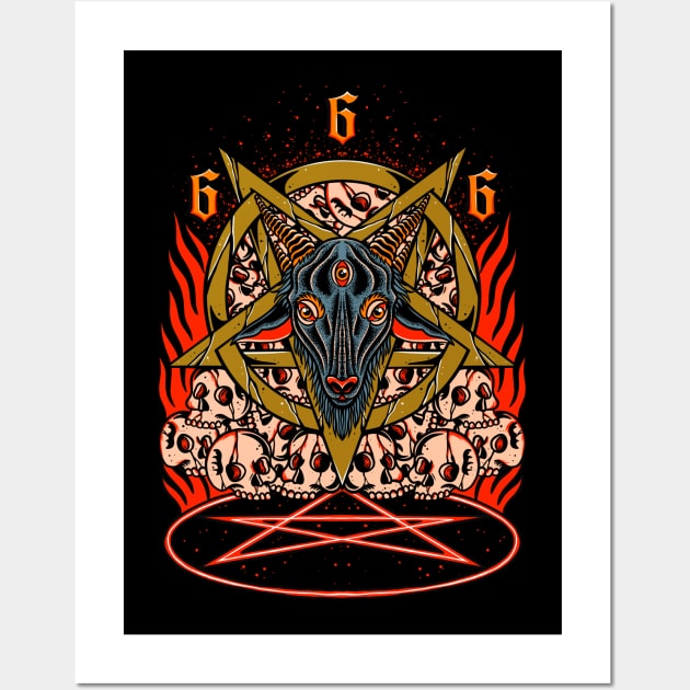 Pentagram 666 Wall Art by ILLUSTRA.13